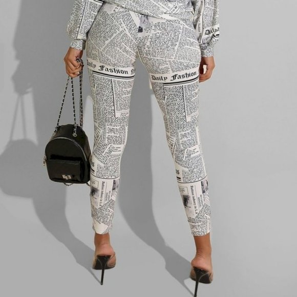 Newspaper Print Set - Pants & Top - Picture 10 of 11